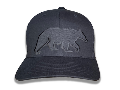 Classic Black Trucker Hat with Black Bear Patch