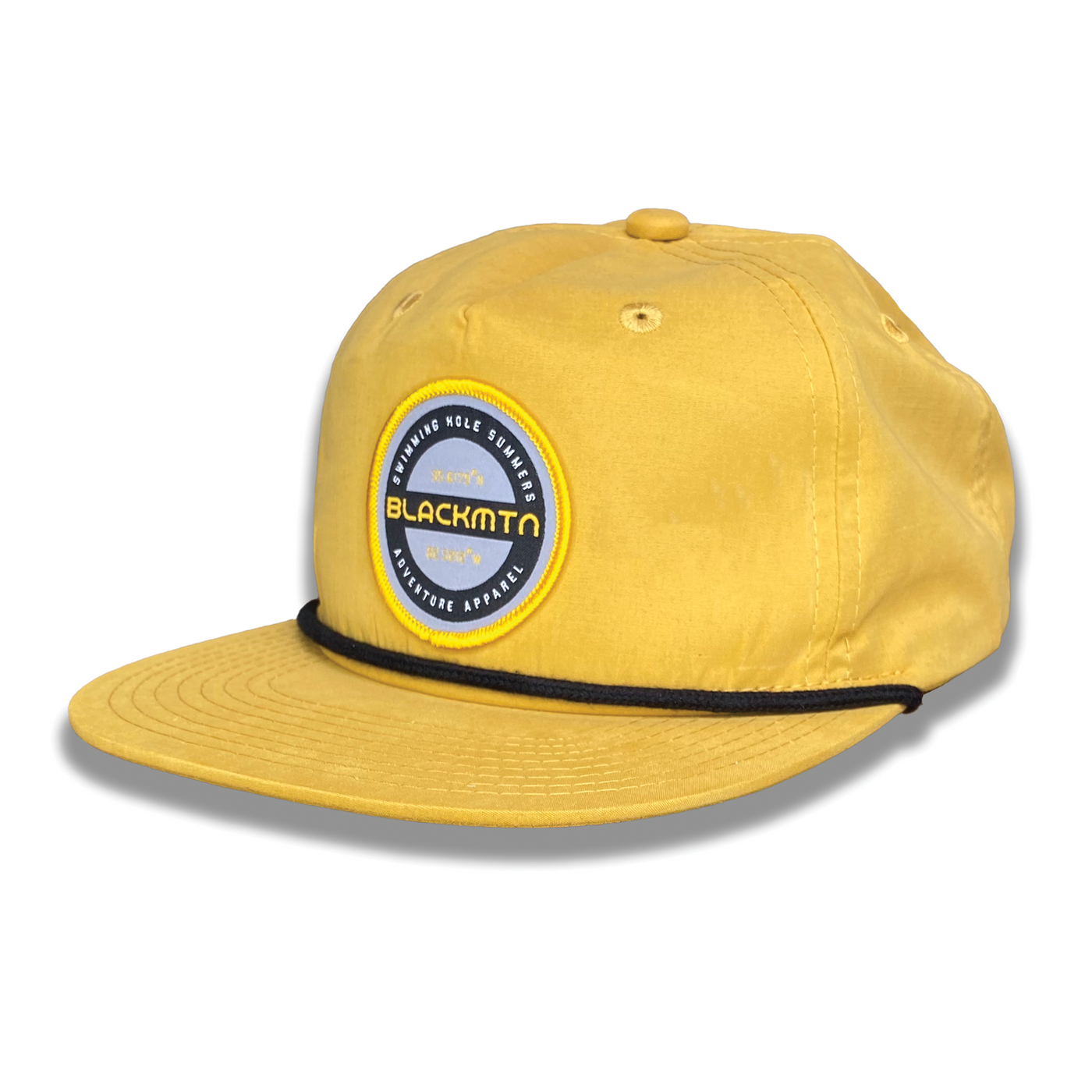 Mustard 5-Panel Relaxed Rope Hat with Yellow Round BlackMTN Patch