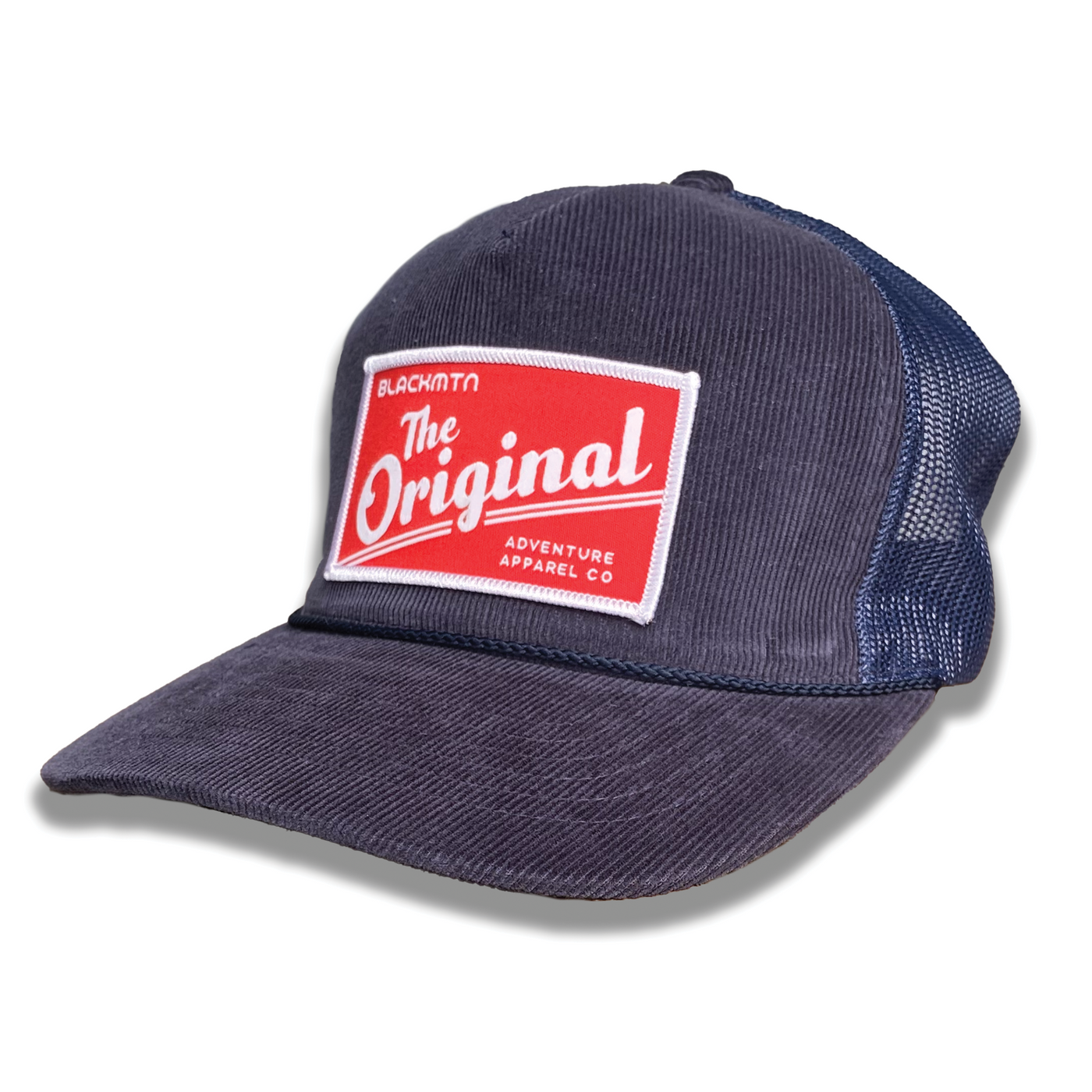 Navy Corduroy Trucker Hat with Original Red Patch