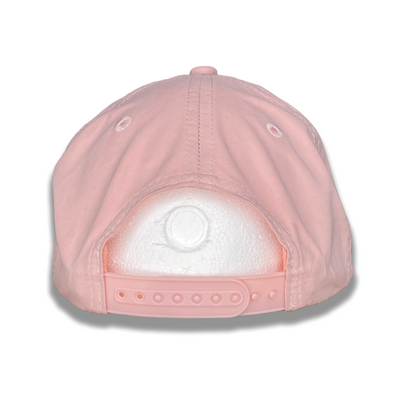Pink 5-Panel Relaxed Rope Hat with Teal Bear Patch
