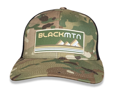 Camo RetroGo Black Mountain Patch Trucker Hat