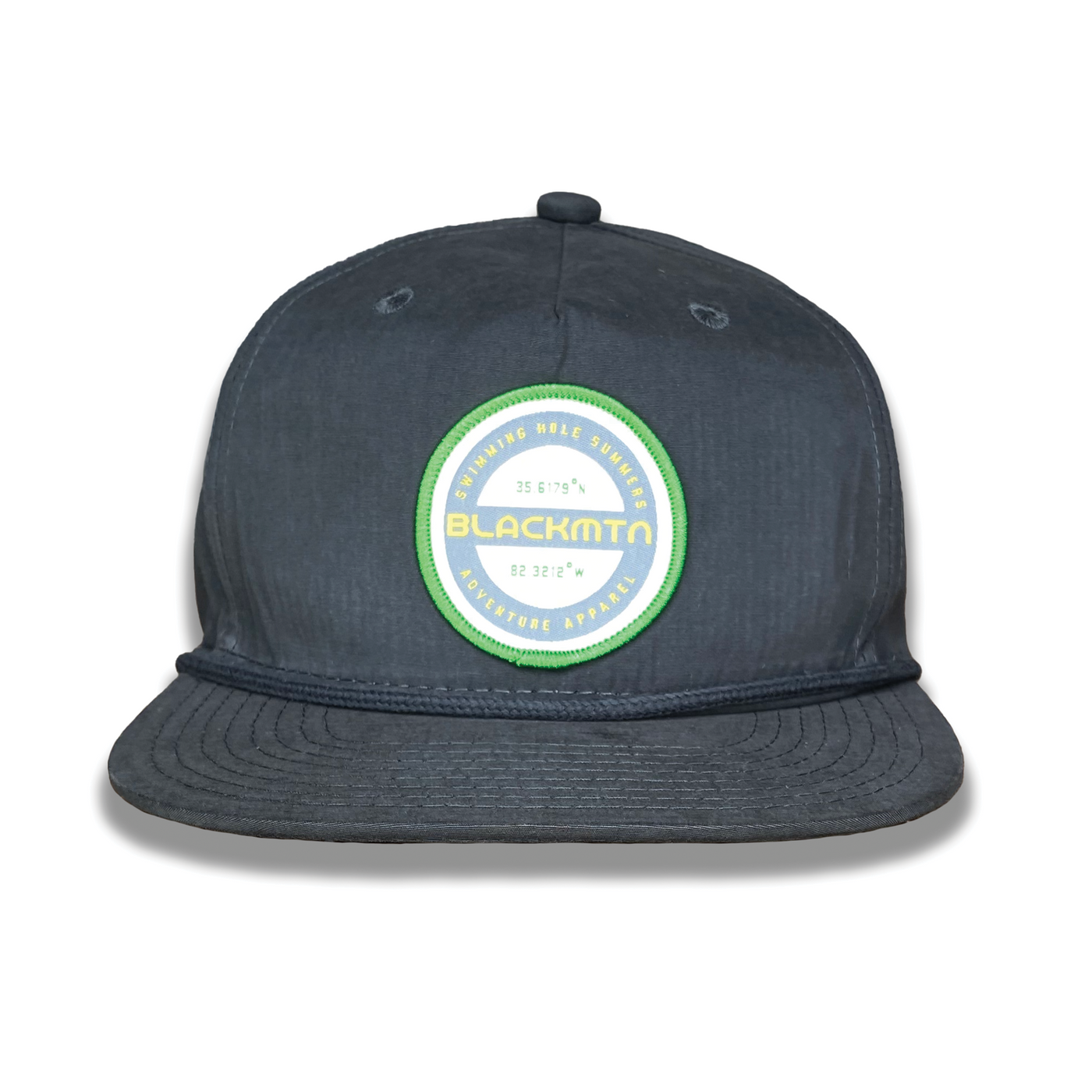 Charcoal 5-Panel Relaxed Rope Hat with Green Round BlackMTN Patch
