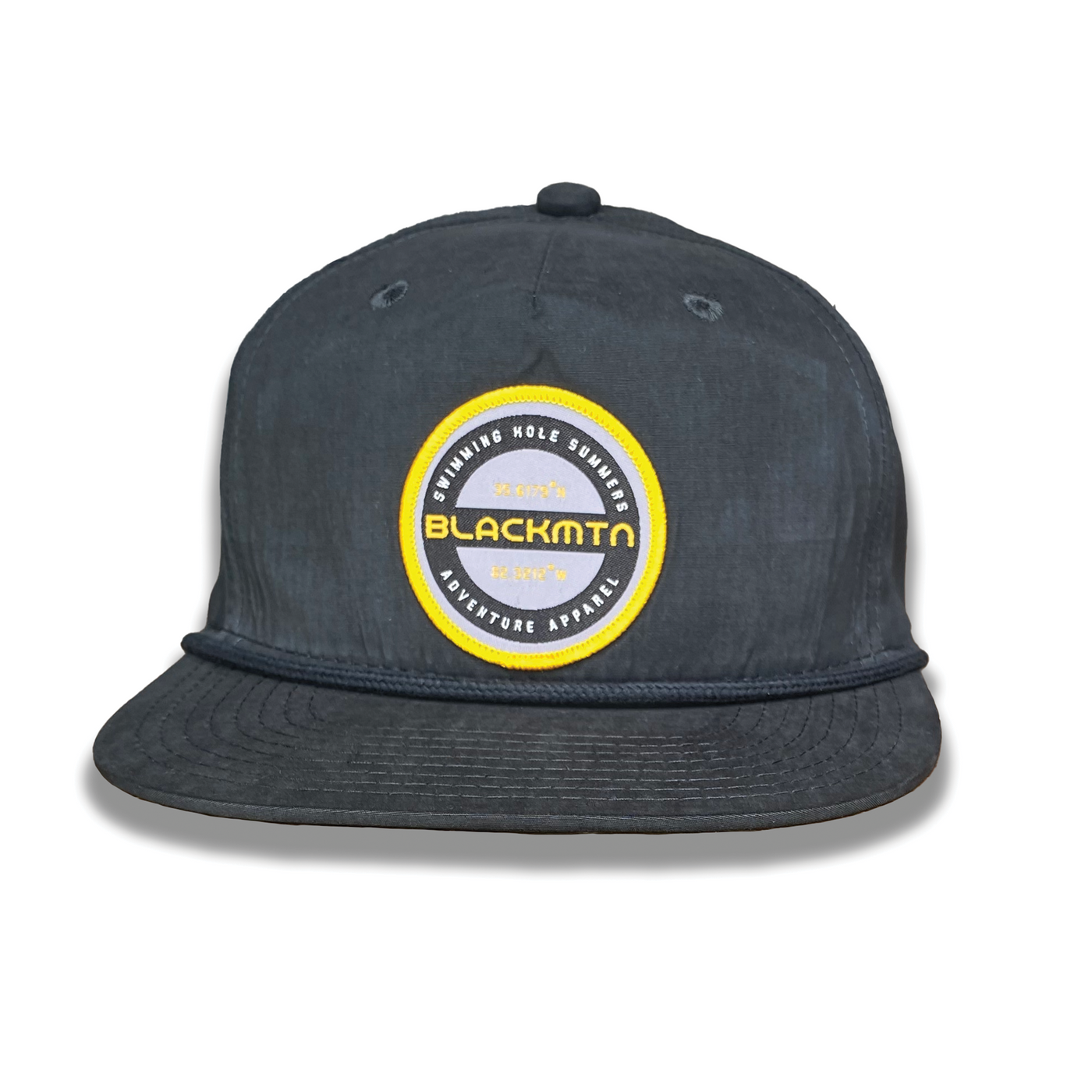 Charcoal 5-Panel Relaxed Rope Hat with Yellow Round BlackMTN Patch