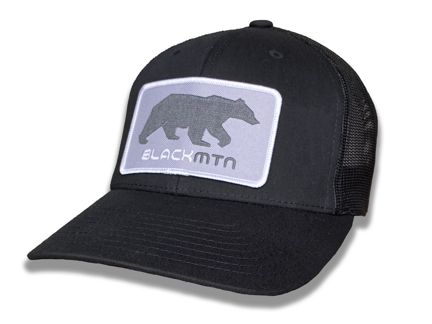 Classic Black Trucker Hat with Classic Black Bear Patch