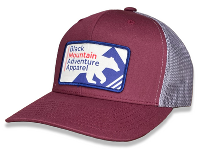 Classic Trucker Hat with Retro Black Mountain Patch