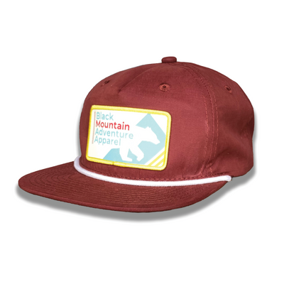 Maroon 5-Panel Relaxed Rope Hat with Yellow Retro BlackMTN Patch