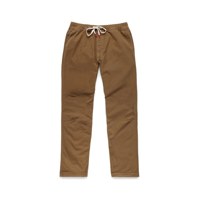  Topo Designs Men's Dirt Pants 100% organic cotton drawstring waist in "Dark Khaki" brown.