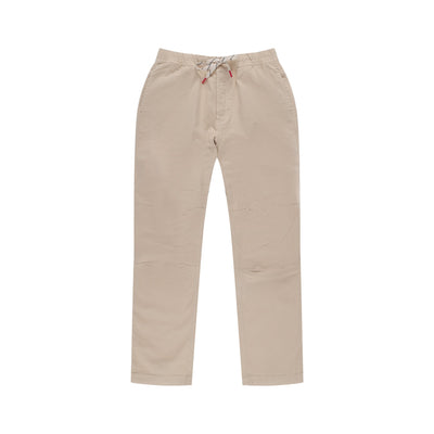  Topo Designs Men's Dirt Pants 100% organic cotton drawstring waist in "sand" white brown.