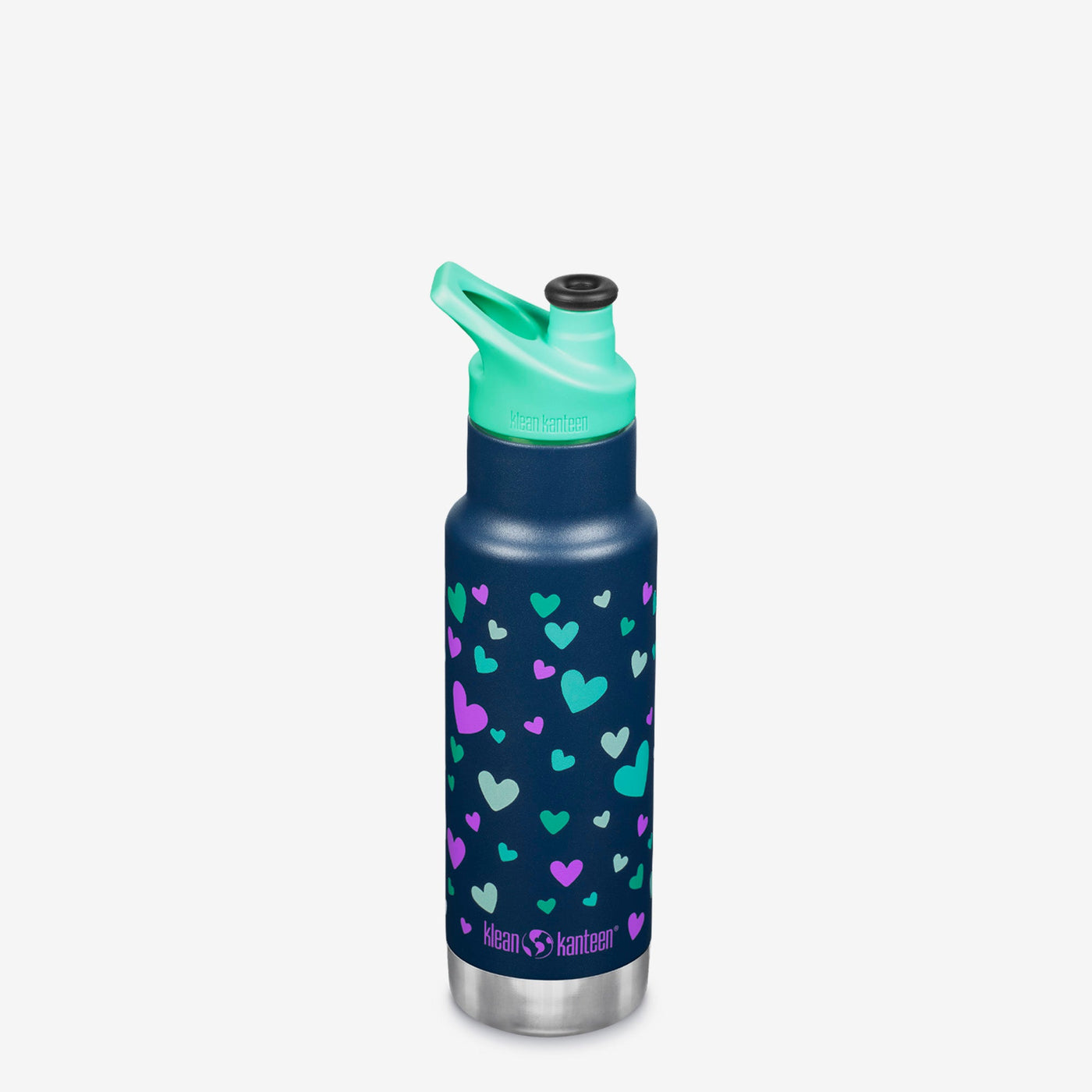 Insulated 12 oz Kids' Water Bottle - Navy Hearts