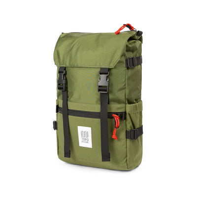 3/4 Front Product Shot of the Topo Designs Rover Pack Classic in "Olive" green.