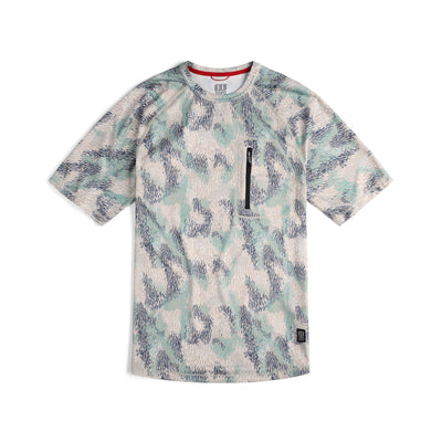 Topo Designs Men's River Tee Short Sleeve UPF 30+ moisture wicking t-shirt in "Sand / Pebble" white.