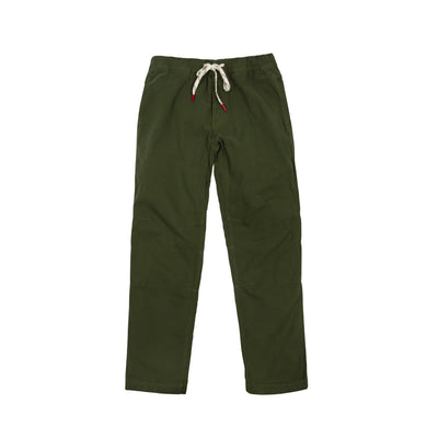 Front product shot of Topo Designs Men's Dirt Pants in "Olive" green.