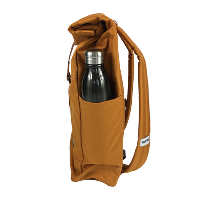 lightweight roll top backpack. best roll top backpack waterproof. canvas roll top bag. best roll top backpack. rolling backpacks. eco friendly roll top backpack. 100recycled backpack. socially responsible backpacks. backpacks made from recycled materials. sustainable travel bag. burnt orange