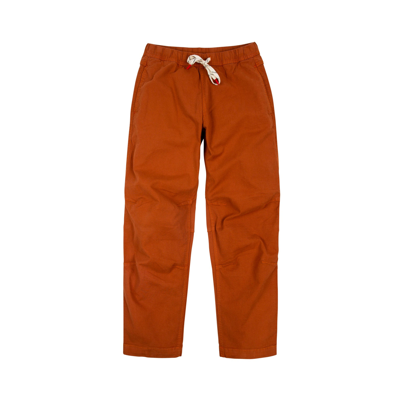 Front product shot of Topo Designs Women's Dirt Pants in "Brick" orange.